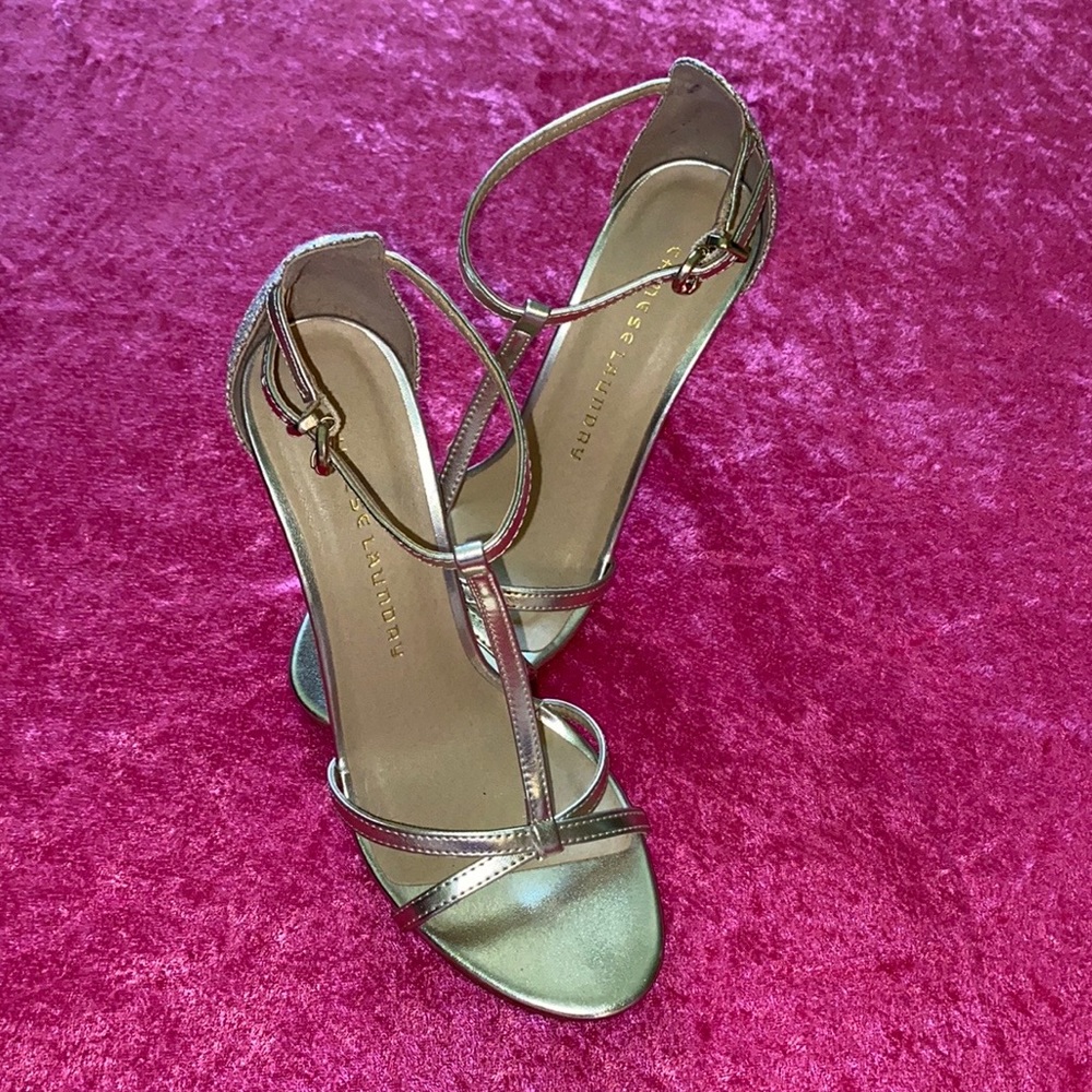 Chinese Laundry Gold Open Toe Heels